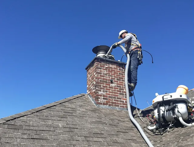 Dedicated North Port Chimney Sweep team member cleaning a chimney in North Port, FL