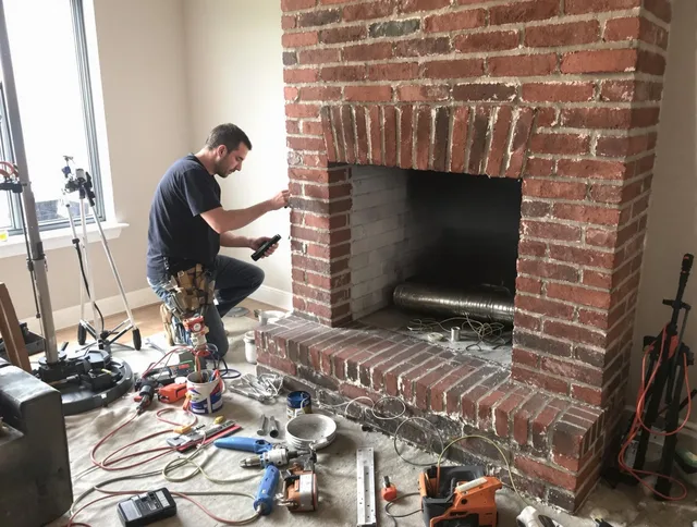 North Port Chimney Sweep specialist finalizing chimney liner service in North Port, FL