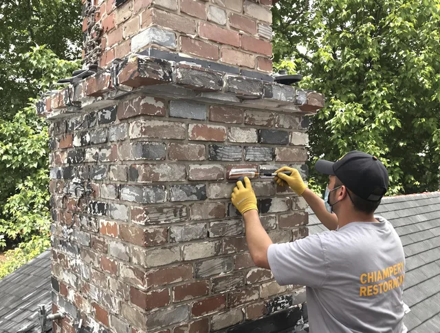 In-progress chimney restoration by North Port Chimney Sweep in North Port, FL