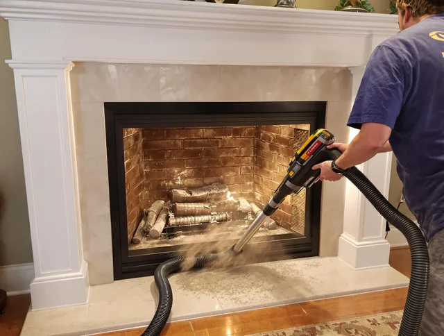 Fireplace cleaning performed by North Port Chimney Sweep in North Port, FL